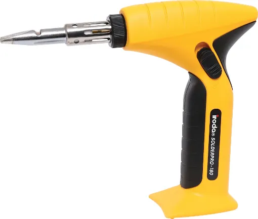 Throw away those messy extension leads, the Solderpro 180 is a new generation in cordless gas tools ready to go anywhere, anytime!
It's the ultimate tool for techies, sparkies, auto electricians etc. Rated at a huge 185W.