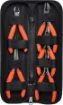 A handy tool kit for electronics use with 5 assorted pliers and cutters in a handy zip up case. 