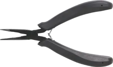 Serrated Curved Nose Pliers Quality, light weight curved nose pliers with comfortable rubber handles.