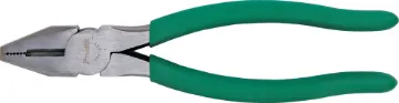 8" Linesman Bull Nose Pliers Heavy duty combination linesmans pliers with a bullnose edge. In-built wire cutter and serrated jaws. 210mm length. High quality drop forged construction.