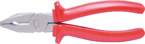 200mm combination bull nose plier, cutter with serrated jaws. Made from drop forged steel, with rubberised insulated handles. 1000V rated.