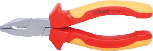 200mm combination bull nose plier, cutter with serrated jaws. Made from drop forged steel, with rubber insulated handles. 1000V rated.