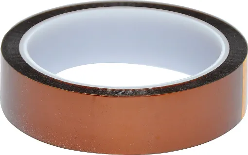 Offers high heat resistance and excellent dielectric strength. The tape removes cleanly without leaving a residue. Ideal for use in electrical insulation or masking circuit boards during wave soldering. 33m rolls.