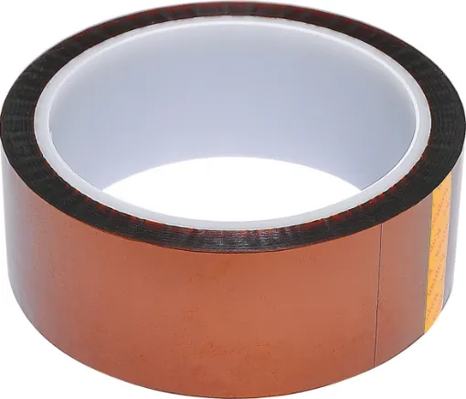 Offers high heat resistance and excellent dielectric strength. The tape removes cleanly without leaving a residue. Ideal for use in electrical insulation or masking circuit boards during wave soldering. 33m rolls.