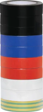 Nitto Rainbow Insulation Tape Pk 10 Assorted pack of 10 rolls. Heat resistant 20m x 18mm PVC tape. Lead free.