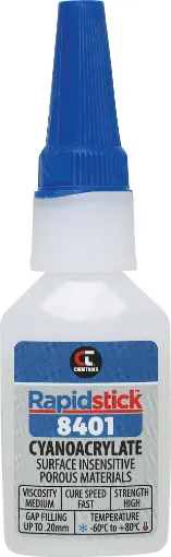 Chemtools 8401 is low viscosity combined with fast cure speed, surface insensitive cyanoacrylate adhesive (CA). It is specifically formulated to bond difficult surfaces with high industrial strength.