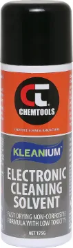 Electronic Cleaning Solvent Aerosol 175g Ideal for cleaning delicate electronic-electrical assemblies, video and tape heads etc. Will not affect paints, plastics, or component markings.