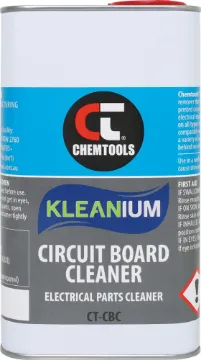 PCB Cleaner 1 Litre A premium blend of solvents for general purpose cleaning of circuit boards. Will remove oils, grease, dirt and most resin based fluxes.