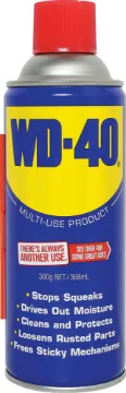 WD-40 Aerosol 300g A widely used anti-corrosive lubricant, cleaner and penetrating oil. Ideal for cleaning and loosening old nuts and bolts, preventing squeaks and as a water repellent. Great for automotive, marine and electronic/electrical use. A must have for any workbenc