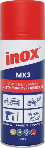 This Aerosol MX3 Lubricant 300g is made with a high grade white oil, rust inhibitors and other components to give lasting protection from corrosion and oxidation. 300g