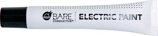 Conductive paint is just like any other water-based paint, except that it conducts electricity! This means that you can paint wires or sensors directly onto almost any material around you, including paper, wood, plastic and glass.