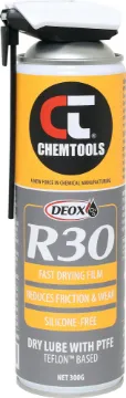 DEOX R30 Non-Stick Dry PTFE Lubricant 300g Chemtools DEOX R30 non-stick dry PTFE lubricant is a Teflon® based spray that acts as a powerful dry lubricant.