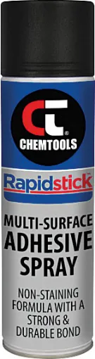 Rapidstick™ Multi-Surface Adhesive Spray is an advanced and versatile rubber tack for adhering a variety of materials in applications ranging from light to heavy duty.