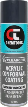 Conformal Coating Aerosol 400g Provides a clear tough high gloss finish to provide PCBs with a high level of environmental protection form dust, mould, chemicals and physical abrasion.