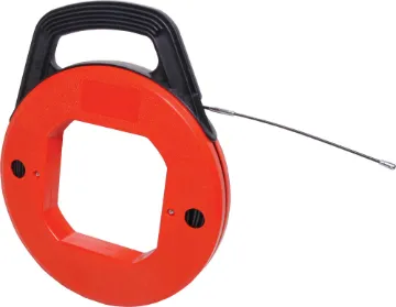 30m Conduit Pull Through Fishing Tape Fibreglass Takes the hard work out of running cable through conduit. Features a durable plastic container with tensioner. Comes with fibreglass coil. Very easy to use, just thread the fibreglass through the conduit, attach the cable to the "hook", pull it back and y