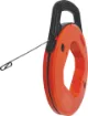 Takes the hard work out of running cable through conduit.

Constructed from flexible spring steel and features a durable plastic container with tensioner. Very
easy to use, just thread the spring steel through the conduit, attach the cable to th