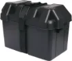 A plastic battery box (27M style) to suit 90-100Ah batteries. Includes strap.
Outside box size: Length 410mm x Width 245mm x Height 265mm (including lid &amp; handles).