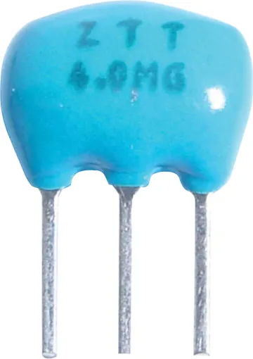 Quality 3 pin ceramic resonators with internal load capacitor, as used in modern microprocessor circuits.