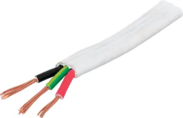 15A Flat Lights Mains TPS Cable TPS cabling for household and commercial electrical wiring. 
Voltage rating: 240V ac. Current rating: 15A