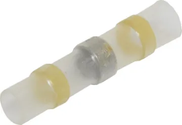 Solder Sleeve Heat Shrink Yellow Tube Pk6 Solder sleeves are heatshrink tubing fitted with central ring of solder which melts when heat is applied, allowing you to join two cables with minimum fuss!