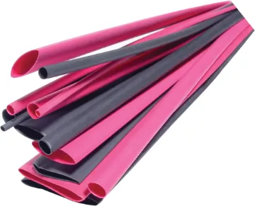 14pc 300mm Red/Black Heat Shrink Tubing Pack Handy 300mm lengths of red & black heatshrink tubing in sizes from 1.5mm to 20mm diameter (when round, not measured flattened). 14 pieces in total.
