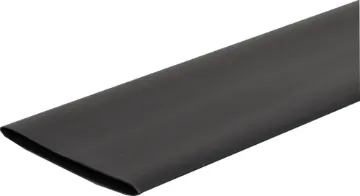 Black 50mm Heat Shrink Tubing 1.2m Length Nominal Ø: 50mm,  Ø when shrunk: 25mm. Military grade flexible tubing. Suitable for insulation, colour coding, strain relief and protection in electrical and electronic applications.