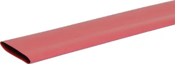 Red 50mm Adhesive Heat Shrink Tubing 1.2m Length Colour: Red
Nominal Ø: 50mm (77mm across when flattened) 
Ø when shrunk: 25mm 
Glue backed heatshrink is ideal for minimising cable movement and reducing moisture ingress into cable joins and plugs.