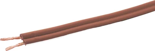 Medium duty figure 8 speaker cable for a variety of uses. 2x24/0.20 size (18AWG). Brown with white trace.  Max current rating: 7.5A. 500m roll size.