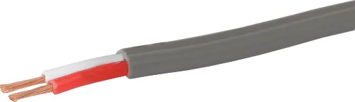 Speaker cable for 100V line commercial PA audio systems. Double PVC insulated twin. Separate conductors with non-bonded sheath.