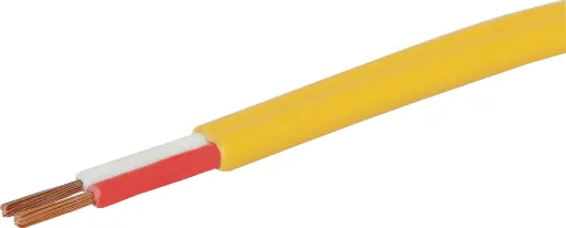 Speaker cable for 100V line commercial PA audio systems. Double PVC insulated twin. Separate conductors with non-bonded sheath.