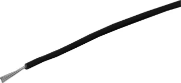 26AWG Black Tinned Light Duty Hook Up Cable Black, 7 strand, 26AWG, tinned copper wire with a PVC insulator for indoor, general purpose, low current wiring.