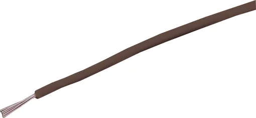 Brown, 7 strand, 26AWG, tinned copper wire with a PVC insulator for indoor, general purpose low current wiring.