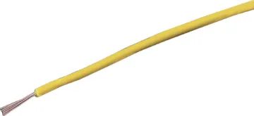 26AWG Yellow Tinned Light Duty Hook Up Cable Yellow, 7 strand, 26AWG, tinned copper wire with a PVC insulator for indoor, general purpose, low current wiring.