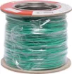 Green, 7 strand, 26AWG, tinned copper wire with a PVC insulator for indoor, general purpose, low current wiring.