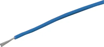 26AWG Blue Tinned Light Duty Hook Up Cable Blue, 7 strand, 26AWG, tinned copper wire with a PVC insulator for indoor, general purpose, low current wiring.