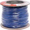 Blue, 7 strand, 26AWG, tinned copper wire with a PVC insulator for indoor, general purpose, low current wiring.