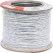 White, 7 strand, 26AWG, tinned copper wire with a PVC insulator for indoor, general purpose, low current wiring.