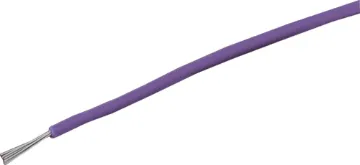 26AWG Purple Tinned Light Duty Hook Up Cable Purple, 7 strand, 26AWG, tinned copper wire with a PVC insulator for indoor, general purpose, low current wiring.