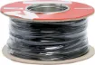 Black, 14 strand, 21AWG, medium gauge, tinned, copper hookup wire with a PVC insulator suitable for indoor, general purpose wiring.