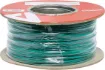 Green, 14 strand, 21AWG, medium gauge, tinned, copper hookup wire with a PVC insulator suitable for indoor, general purpose wiring.