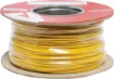 Yellow, 14 strand, 21AWG, medium gauge, tinned, copper hookup wire with a PVC insulator suitable for indoor, general purpose wiring.