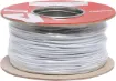 White, 14 strand, 21AWG, medium gauge, tinned, copper hookup wire with a PVC insulator suitable for indoor, general purpose wiring.