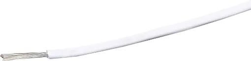 White, 24 strand, 18AWG, heavy duty, tinned copper wire with a PVC insulator suitable for indoor, general purpose wiring.