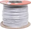 White, 24 strand, 18AWG, heavy duty, tinned copper wire with a PVC insulator suitable for indoor, general purpose wiring.