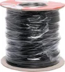 Black, 32 strand, 17AWG, heavy duty, high current, tinned copper wire with a PVC insulator suitable for indoor 240V and heavy duty wiring.