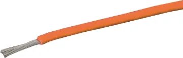 13AWG Orange Tinned High Temperature Hook Up Cable Orange, 50 strand, 13AWG, heavy duty, high current, tinned copper wire with a high temperature rated PVC insulator.