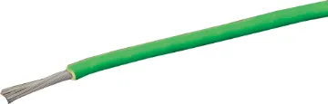 13AWG Green Tinned High Temperature Hook Up Cable Green, 50 strand, 13AWG, heavy duty, high current, tinned copper wire with a high temperature rated PVC insulator.