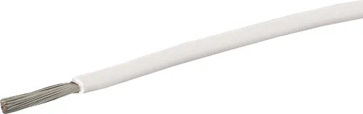 White, 50 strand, 13AWG, heavy duty, high current, tinned copper wire with a high temperature rated PVC insulator.