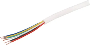 14/0.20 White 6 Core Security Cable Conductor colours: yellow, green, red & black. ACMA approved for use in security installations.