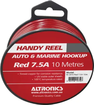 18AWG Red 10m Tinned Automotive Single Core Cable Reel Tinned for corrosion resistance. Ideal for auto & marine wiring jobs. Convenient mini-reels.